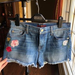 7 for all man kind embroidered jean shorts